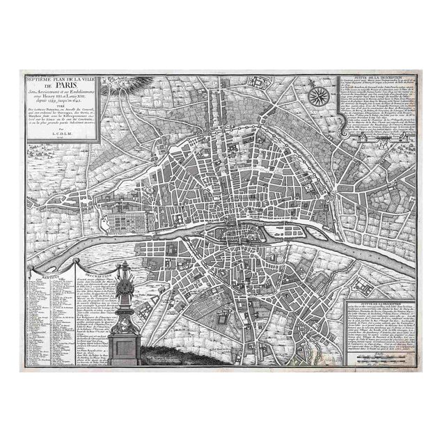 Splashback - Vintage Map City Of Paris Around 1600 - Landscape format 4:3