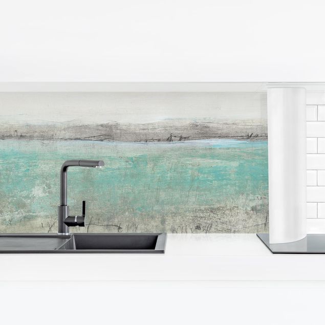 Kitchen wall cladding - Horizon Over Turquoise I