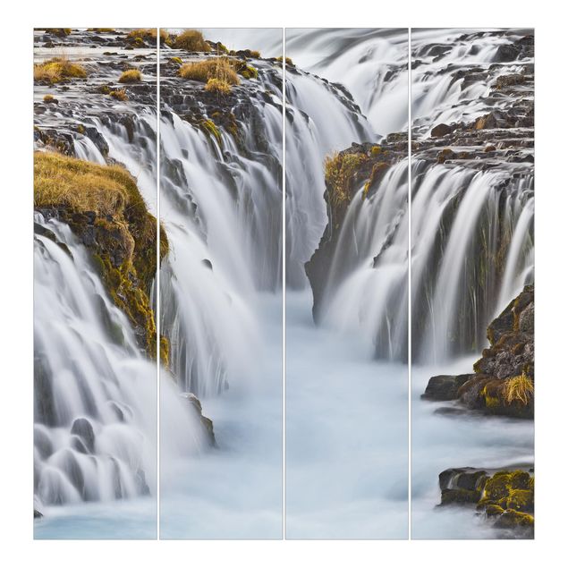 Sliding panel curtains set - Brúarfoss Waterfall In Iceland