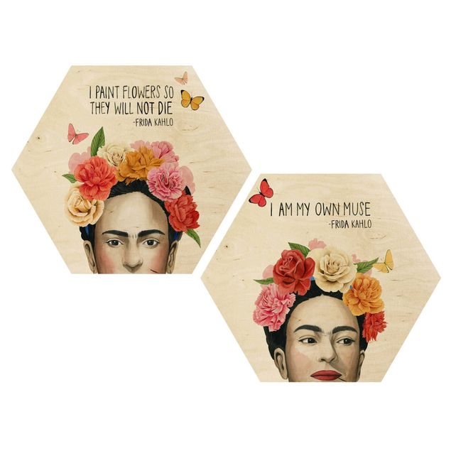 Wooden hexagon - Frida's Thoughts Set I