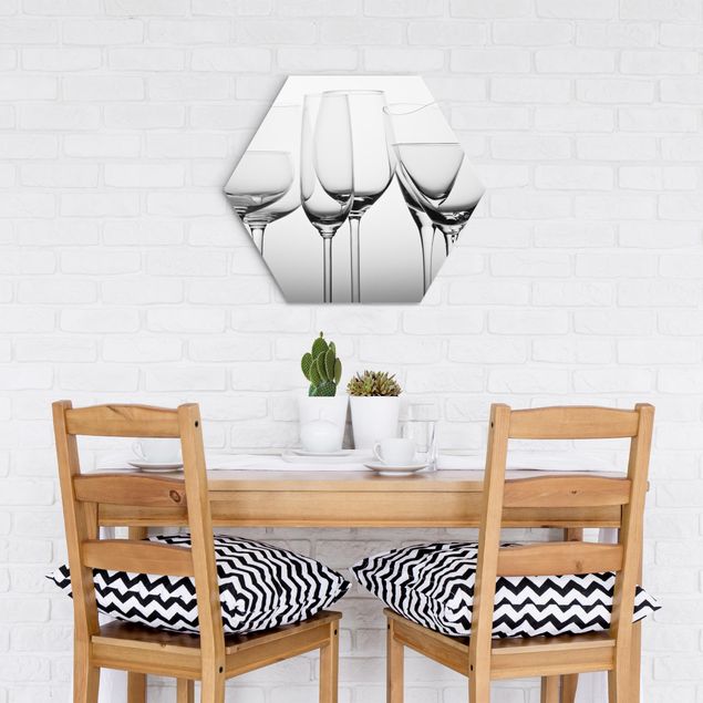 Alu-Dibond hexagon - Fine Glassware Black And White