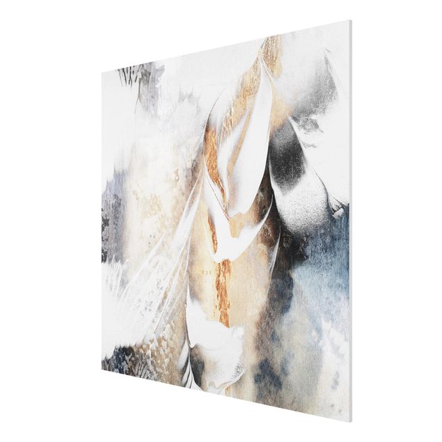 Print on forex - Golden Abstract Winter Painting