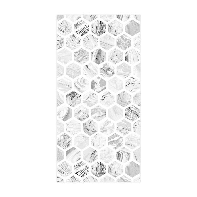 modern area rugs Marble Hexagons In Greyscales