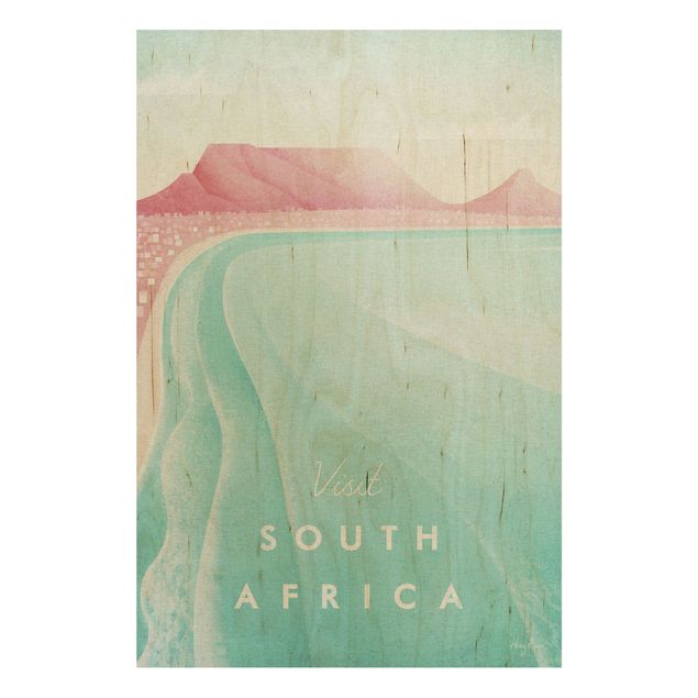 Print on wood - Travel Poster - South Africa