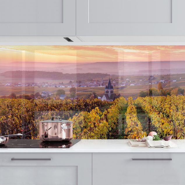 Kitchen splashback landscape Wine Plantations At Sunset