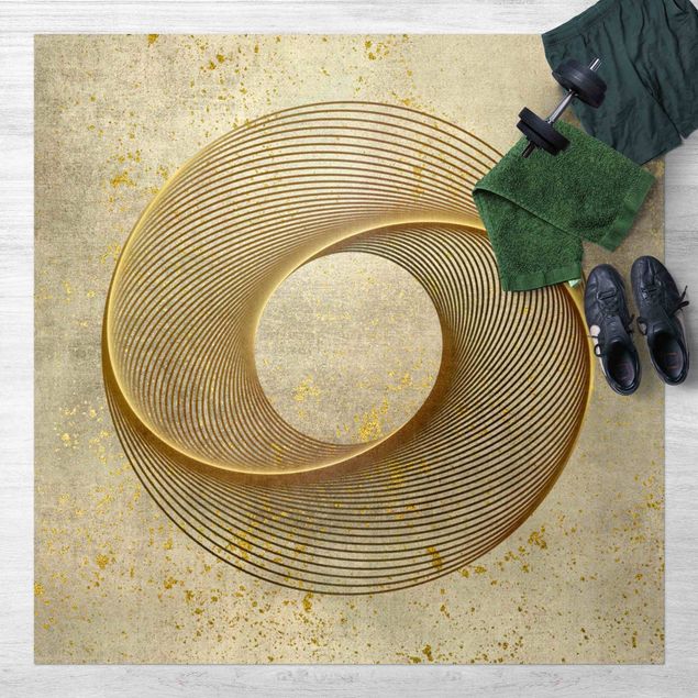 balcony mat Line Art Circling Spirale Gold