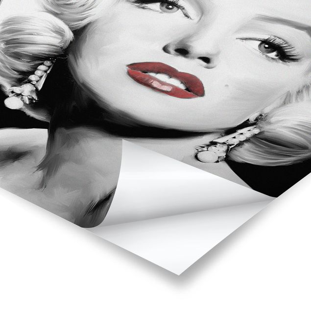 Poster black and white - Marilyn With Earrings