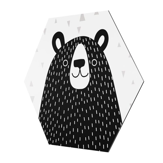 Alu-Dibond hexagon - Zoo With Patterns - Bear