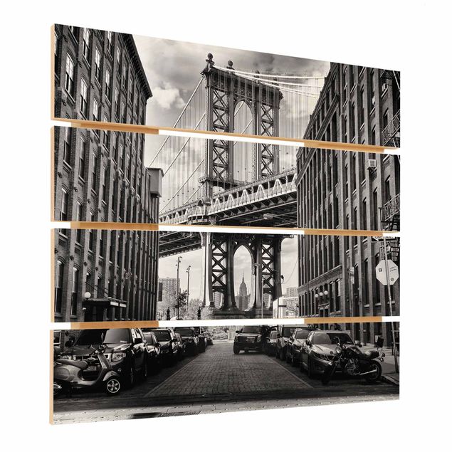 Print on wood - Manhattan Bridge In America