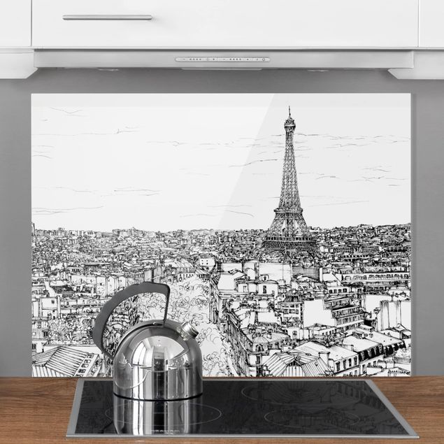 Glass splashback architecture and skylines City Study - Paris