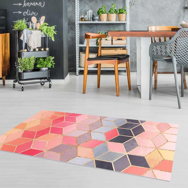 outdoor patio rugs Colourful Pastel Golden Geometrie