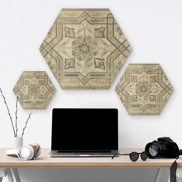 Wooden hexagon - Wood Panels Persian Vintage III