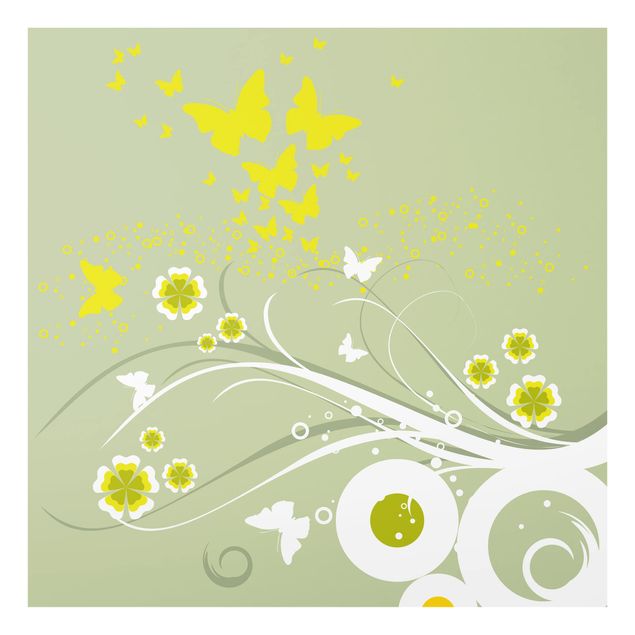 Glass Splashback - Butterflies In The Spring - Square 1:1