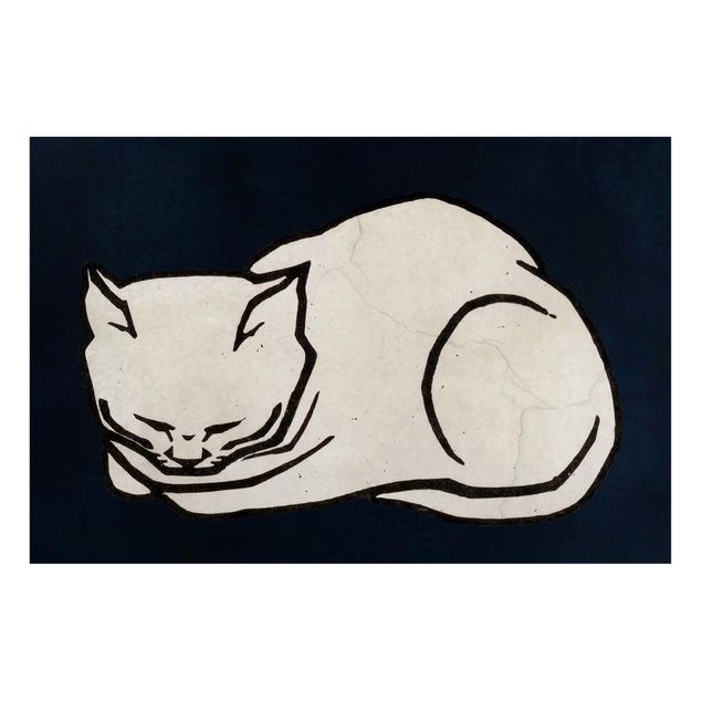 Magnetic memo board - Sleeping Cat Illustration
