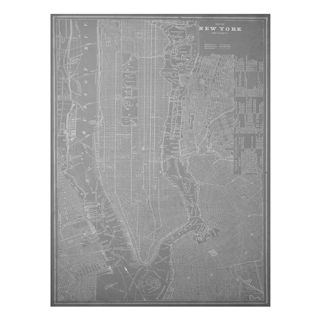 Print on aluminium - Vintage Map New York Manhattan