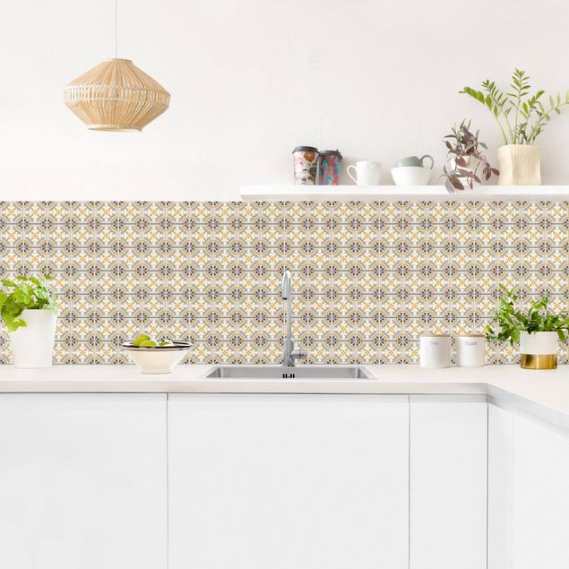Kitchen wall cladding - Morrocan Tiles In Blue And Ochre