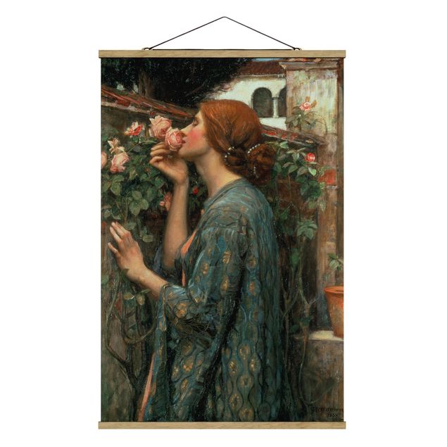 Fabric print with poster hangers - John William Waterhouse - The Soul Of The Rose