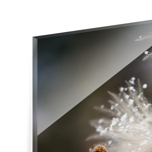 Glass Splashback - Dandelions With Snowflakes - Square 1:1