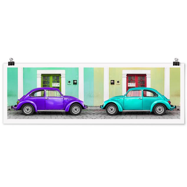 Panoramic poster - Beetles Purple Turquoise