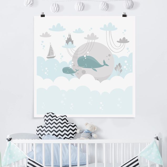 Poster - Clouds With Whale And Castle