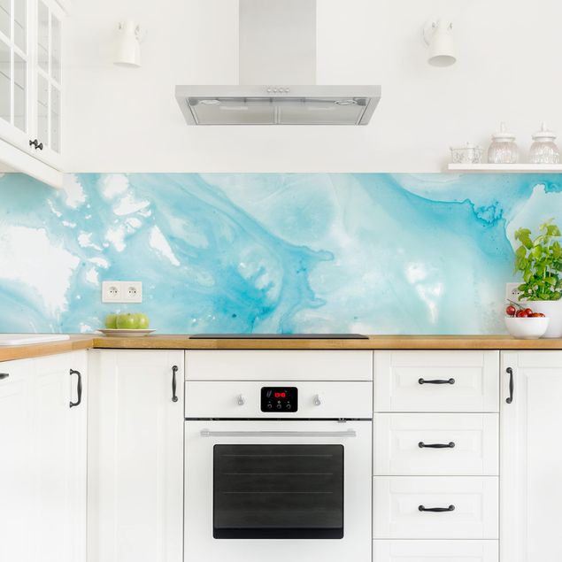 Kitchen wall cladding - Emulsion In White And Turquoise I
