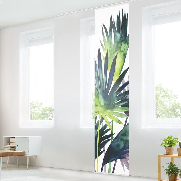 Sliding panel curtains set - Exotic Foliage - Fan Palm