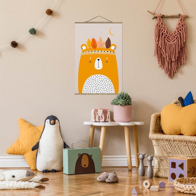 Fabric print with poster hangers - Forest Bear