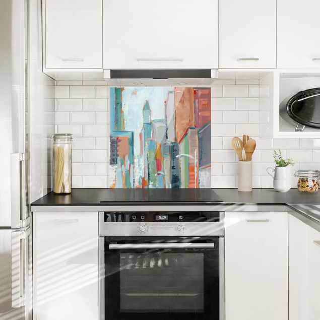 Glass splashback kitchen abstract Contemporary Downtown I