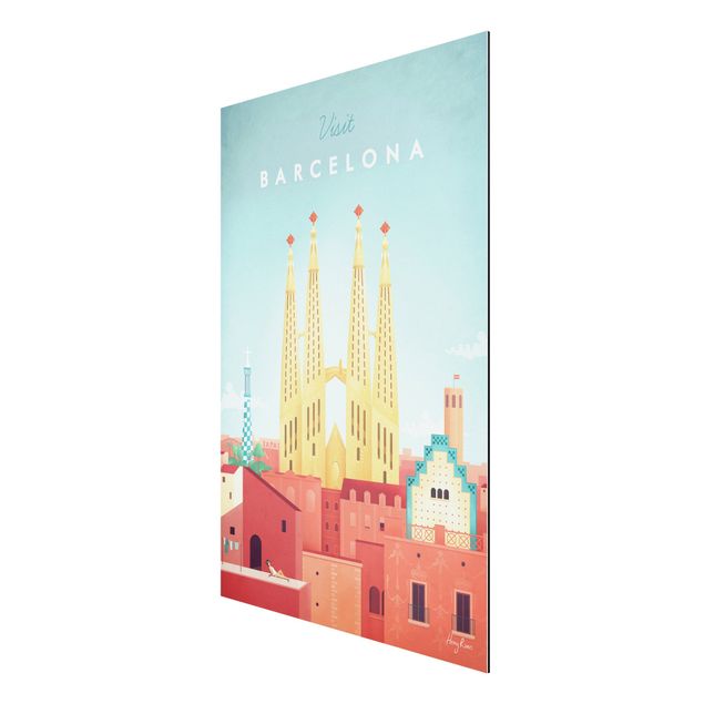 Print on aluminium - Travel Poster - Barcelona