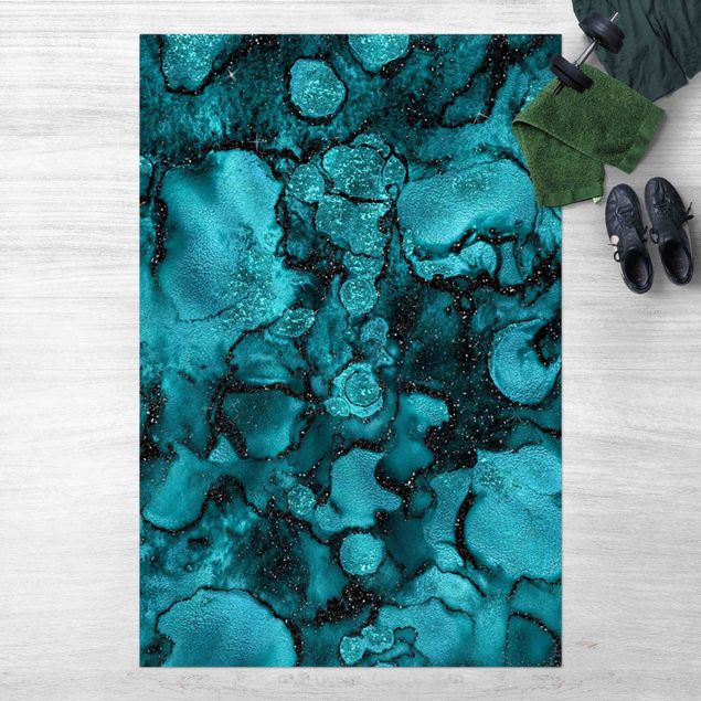 balcony mat Turquoise Drop With Glitter