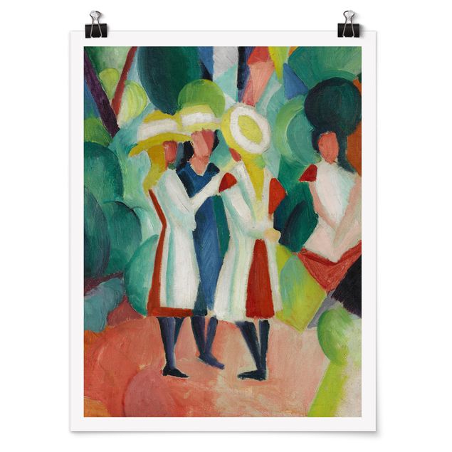Poster art print - August Macke - Three Girls in yellow Straw Hats
