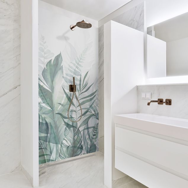 Shower wall cladding - Botany - Tropical Leaves Green