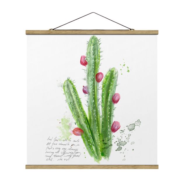 Fabric print with poster hangers - Cactus With Bibel Verse II