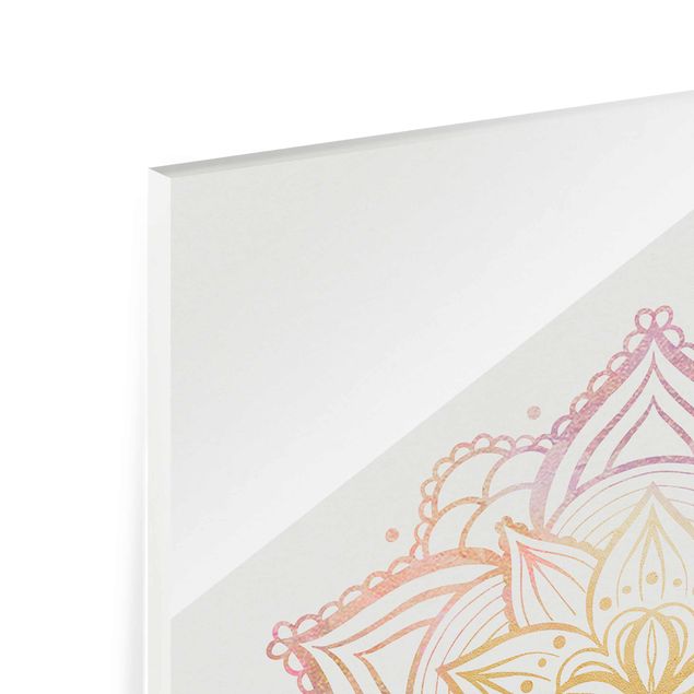Glass print - Mandala Illustration Dream Gold Rose