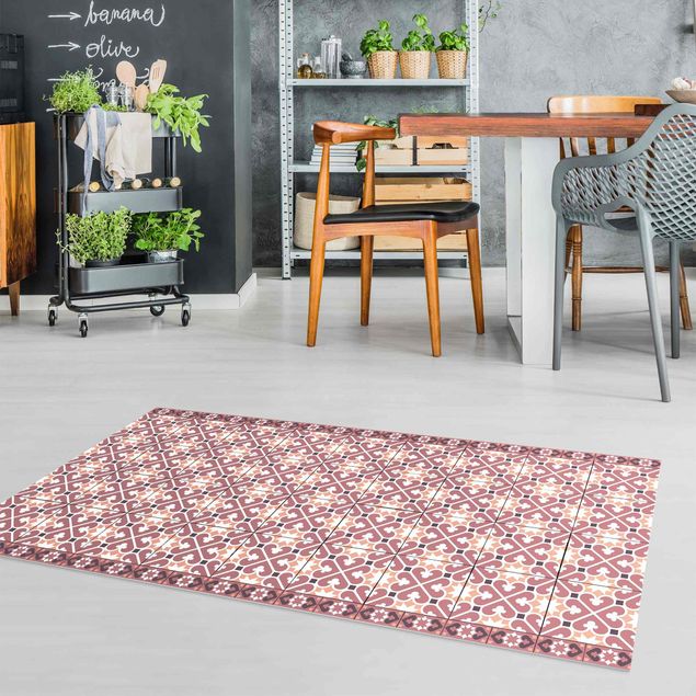 Outdoor rugs Geometrical Tile Mix Hearts Orange