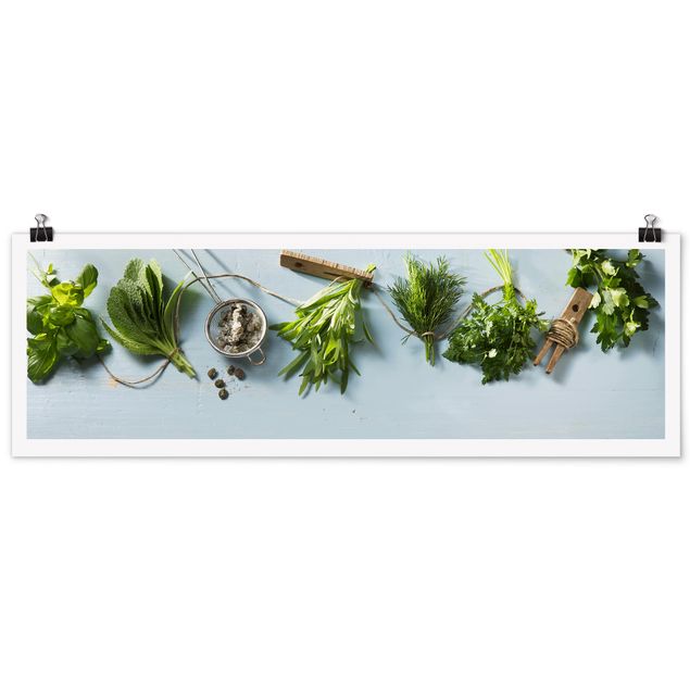 Panoramic poster kitchen - Bundled Herbs