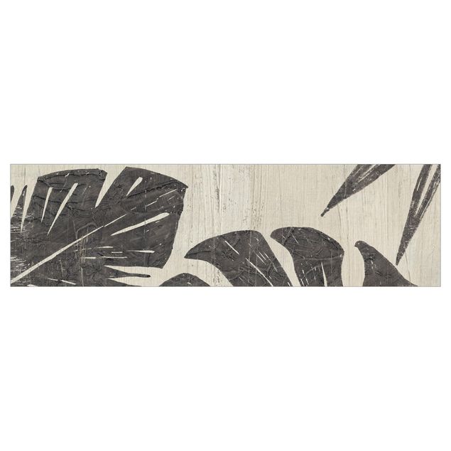 Kitchen wall cladding - Palm Leaves Light Grey Backdrop