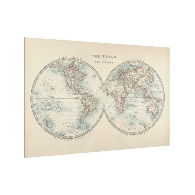 Splashback - Vintage World Map The Two Hemispheres