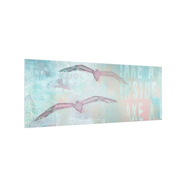Glass splashback kitchen Shabby Chic Collage - Seagulls