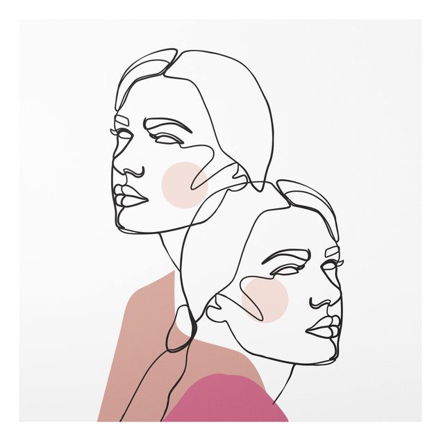 Print on forex - Line Art Women Portrait Cheeks Pink