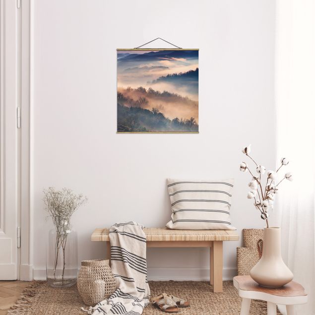Fabric print with poster hangers - Fog At Sunset
