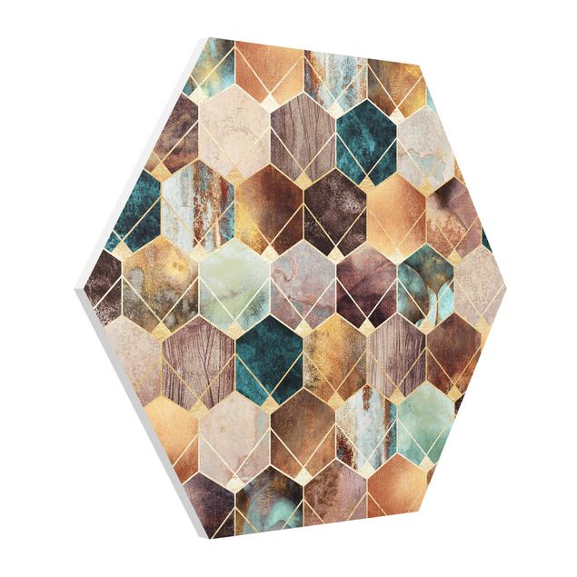 Forex hexagon - Turquoise Geometry Golden Art Deco