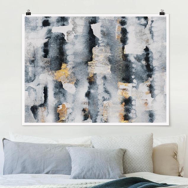 Poster - Abstract Watercolour With Gold