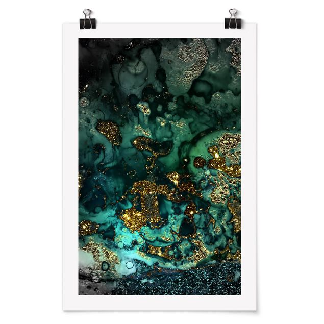 Poster - Golden Sea Islands Abstract