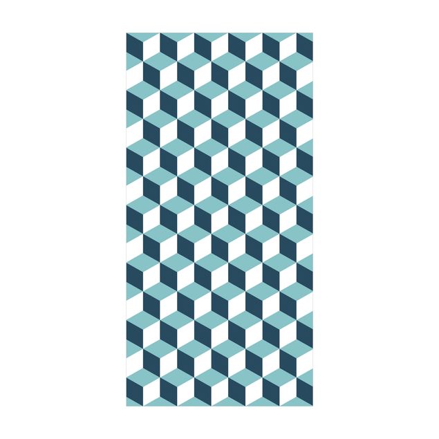 modern area rugs Geometrical Tile Mix Cubes Turquoise