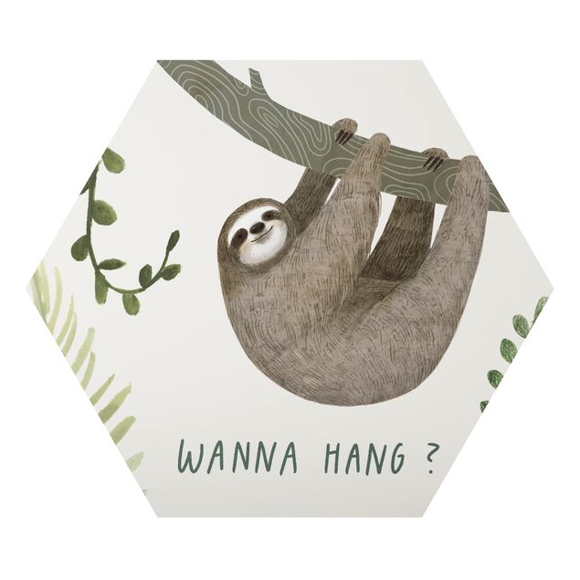 Alu-Dibond hexagon - Sloth Sayings - Hang