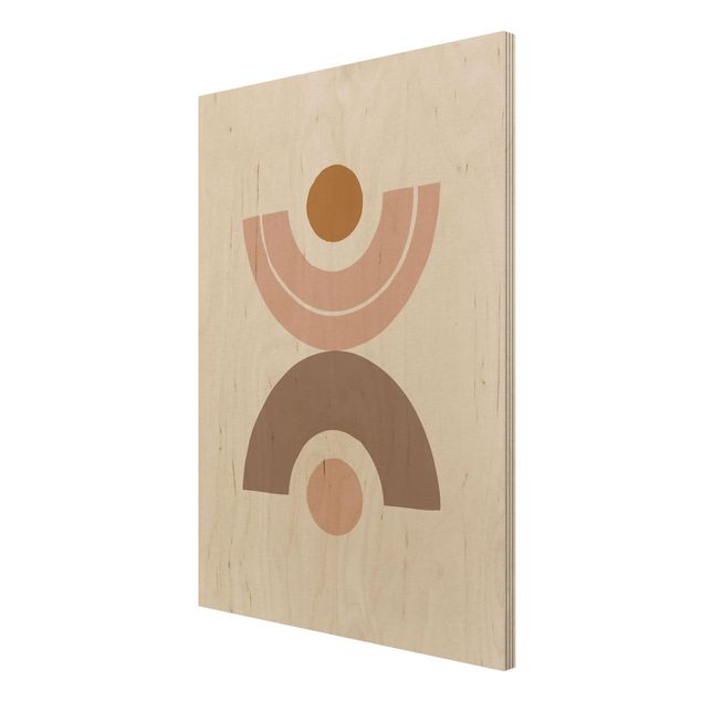 Print on wood - Line Art Pastel Abstract Shapes