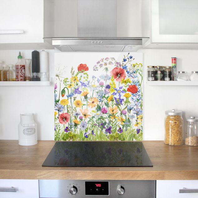 Glass splashback art print Watercolour Flower Meadow