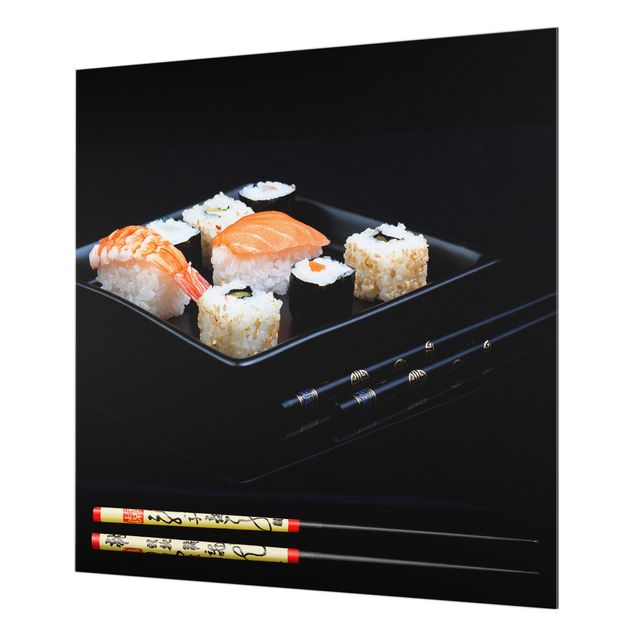 Splashback - Sushi With Chop Sticks Black