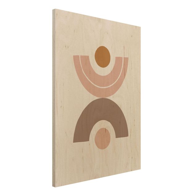 Print on wood - Line Art Pastel Abstract Shapes